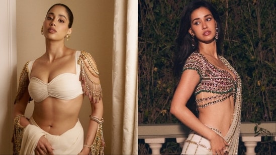 (L-R) Janhvi Kapoor in Pankaj S Heritage, Disha Patani in Monisha Jaising