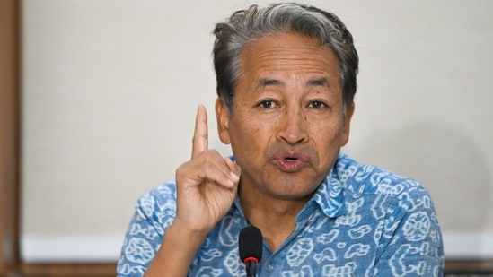 Activist Sonam Wangchuk addresses the press conference at Press Club of India, in New Delhi, India, on Sunday, September 27, 2026.
