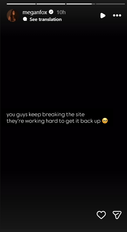 Megan Fox's Instagram story on Subs subscription. (Instagram/meganfox) Megan Fox's Instagram story on Subs subscription. (Instagram/meganfox)