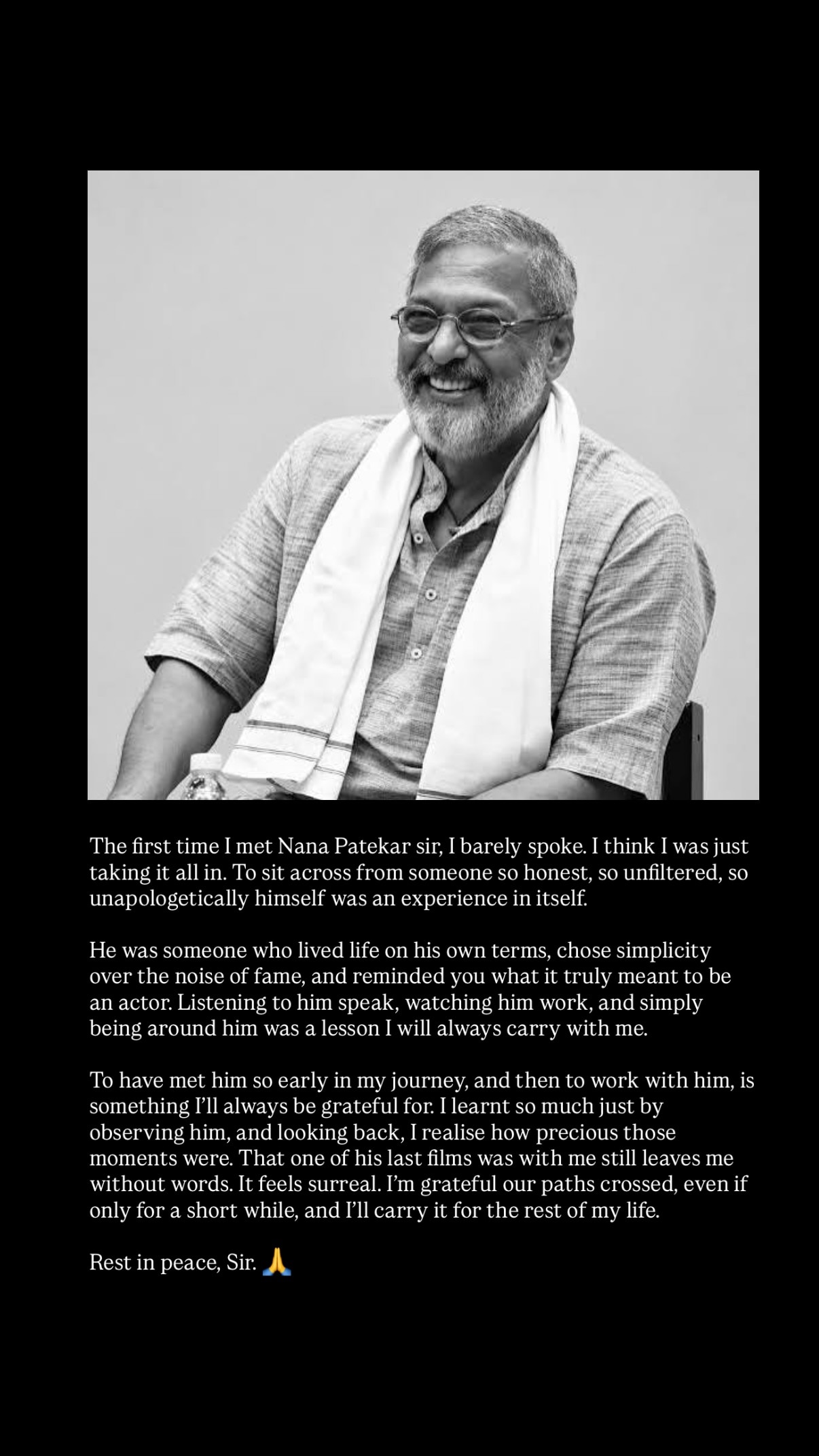 Aneet Padda's post for Nana Patekar.