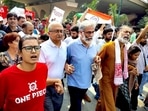 Bora was joined by activist Yogendra Yadav, advocate Prashant Bhushan and Communist Party of India (Marxist-Leninist) Liberation leader Dipankar Bhattacharya, and at least 100 protesters followed them on a march from Dilli Haat towards Jor Bagh. (@_YogendraYadav)