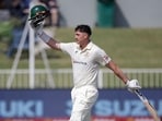 Australia's Matt Renshaw raises his helmet to celebrate his 150 runs on day two. Australia's Matt Renshaw raises his helmet to celebrate his 150 runs on day two.