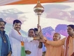 Chief minister Yogi Adityanath in Balrampur on Saturday. (PTI PHOTO) Chief minister Yogi Adityanath in Balrampur on Saturday. (PTI PHOTO)