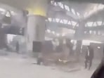 Debris inside the King Khalid Airport, after Yemen's Iran-backed Houthis said they attacked the airport, in Riyadh, Saudi Arabia. 
