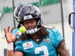Jacksonville Jaguars wide receiver Jakobi Meyers (3) participates in drills during practice at the team's NFL football training camp in Jacksonville, Florida.