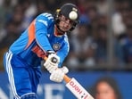 Abhishek Sharma during his blazing knock in the third T20I.