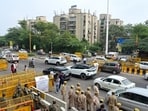 Security personnel carry out inspections on Saturday (Sunil Ghosh / HT)