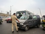 The district police also carried out inspections at borders with Delhi on Saturday (Sunil Ghosh/HT)