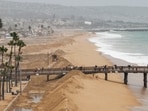 Newport Beach declared an emergency after coastal flooding submerged streets, stranded vehicles and prompted warnings of more flooding.. (Stephen Lam/San Francisco Chronicle via AP)