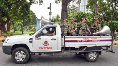 New Delhi, Oct 11 (ANI): A view of the security personnel deployed amid ongoing protest at Connaught Place, in New Delhi on Sunday. (ANI Photo/Nveen Sharma) (Naveen sharma) New Delhi, Oct 11 (ANI): A view of the security personnel deployed amid ongoing protest at Connaught Place, in New Delhi on Sunday. (ANI Photo/Nveen Sharma) (Naveen sharma)
