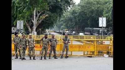 Heavy security deployment at Connaught Place in New Delhi. (Ishant Chauhan/HT Photo) Heavy security deployment at Connaught Place in New Delhi. (Ishant Chauhan/HT Photo)