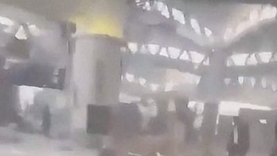 Debris inside the King Khalid Airport, after Yemen's Iran-backed Houthis said they attacked the airport, in Riyadh, Saudi Arabia. (Social Media via REUTERS)