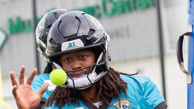 Jacksonville Jaguars wide receiver Jakobi Meyers (3) participates in drills during practice at the team's NFL football training camp in Jacksonville, Florida. (AP Photo/Kelly Jordan) Jacksonville Jaguars wide receiver Jakobi Meyers (3) participates in drills during practice at the team's NFL football training camp in Jacksonville, Florida. (AP Photo/Kelly Jordan)