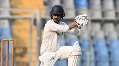 Mumbai Ranji trophy captain Siddhesh Lad in action against Chandigarh. (Prakash Parsekar/HT) Mumbai Ranji trophy captain Siddhesh Lad in action against Chandigarh. (Prakash Parsekar/HT)