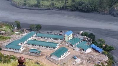 Damage is seen to a hydropower plant under construction along the Budhi Gandaki River, following a flash flood in Nepal's Gorkha district on October 11, 2026. (AFP) Damage is seen to a hydropower plant under construction along the Budhi Gandaki River, following a flash flood in Nepal's Gorkha district on October 11, 2026. (AFP)