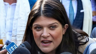 US Representative Haley Stevens interacts with media personnel after a meeting with Tibetan spiritual leader Dalai Lama at the Tsuglagkhang Temple (Dalai Lama Temple) complex in McLeod Ganj, near Dharamshala, Himachal Pradesh, Wednesday, Sept. 30, 2026. (PTI) US Representative Haley Stevens interacts with media personnel after a meeting with Tibetan spiritual leader Dalai Lama at the Tsuglagkhang Temple (Dalai Lama Temple) complex in McLeod Ganj, near Dharamshala, Himachal Pradesh, Wednesday, Sept. 30, 2026. (PTI)
