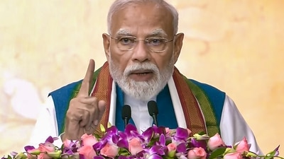 Prime Minister Narendra Modi addresses the gathering during the Golden Jubilee celebrations of Jaigopal Garodia Hindu Vidyalaya Matriculation Higher Secondary School, in Chennai. (@NarendraModi) Prime Minister Narendra Modi addresses the gathering during the Golden Jubilee celebrations of Jaigopal Garodia Hindu Vidyalaya Matriculation Higher Secondary School, in Chennai. (@NarendraModi)