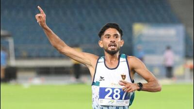 Sharuk Khan won the 3000m steeplechase on Sunday. (AFI) Sharuk Khan won the 3000m steeplechase on Sunday. (AFI)