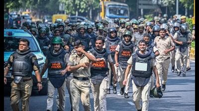 The cancellation of long-distance trains, curtailment of movement and internet services in several parts of Delhi, and deployment of 40,000 personnel who detained 7,000 people indicate that the use of power was disproportionate to the cause. Such actions dim the moral legitimacy of a liberal democracy such as India. (Sanchit Khanna/HT Photo) The cancellation of long-distance trains, curtailment of movement and internet services in several parts of Delhi, and deployment of 40,000 personnel who detained 7,000 people indicate that the use of power was disproportionate to the cause. Such actions dim the moral legitimacy of a liberal democracy such as India. (Sanchit Khanna/HT Photo)