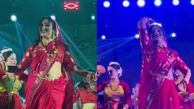 ঢাকের তালে নাচতে গিয়ে ফের কটাক্ষের শিকার ঋতুপর্ণা
