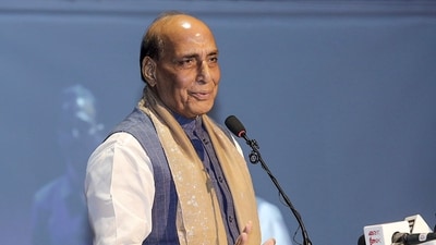 Union defence minister Rajnath Singh addresses an event in Noida, UP. (@rajnathsingh/X) Union defence minister Rajnath Singh addresses an event in Noida, UP. (@rajnathsingh/X)