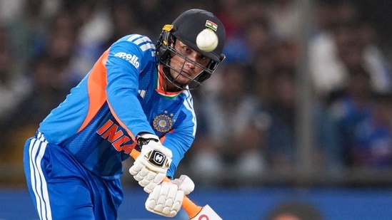 Abhishek Sharma during his blazing knock in the third T20I. (PTI)