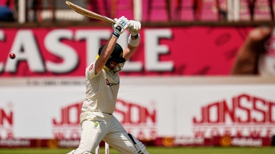 Australia's Nic Maddinson is bowled on day one of the first cricket Test match between South Africa and Australia, in Durban. 