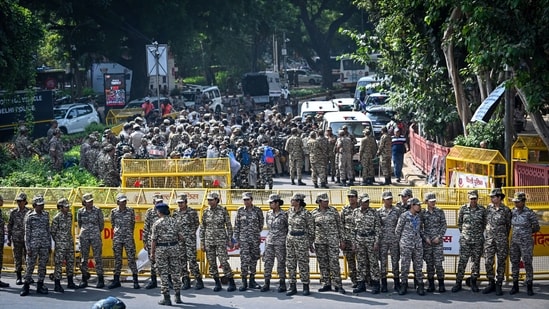 Heavy security deployment is seen around Connaught Place and on roads leading towards Jantar Mantar.
