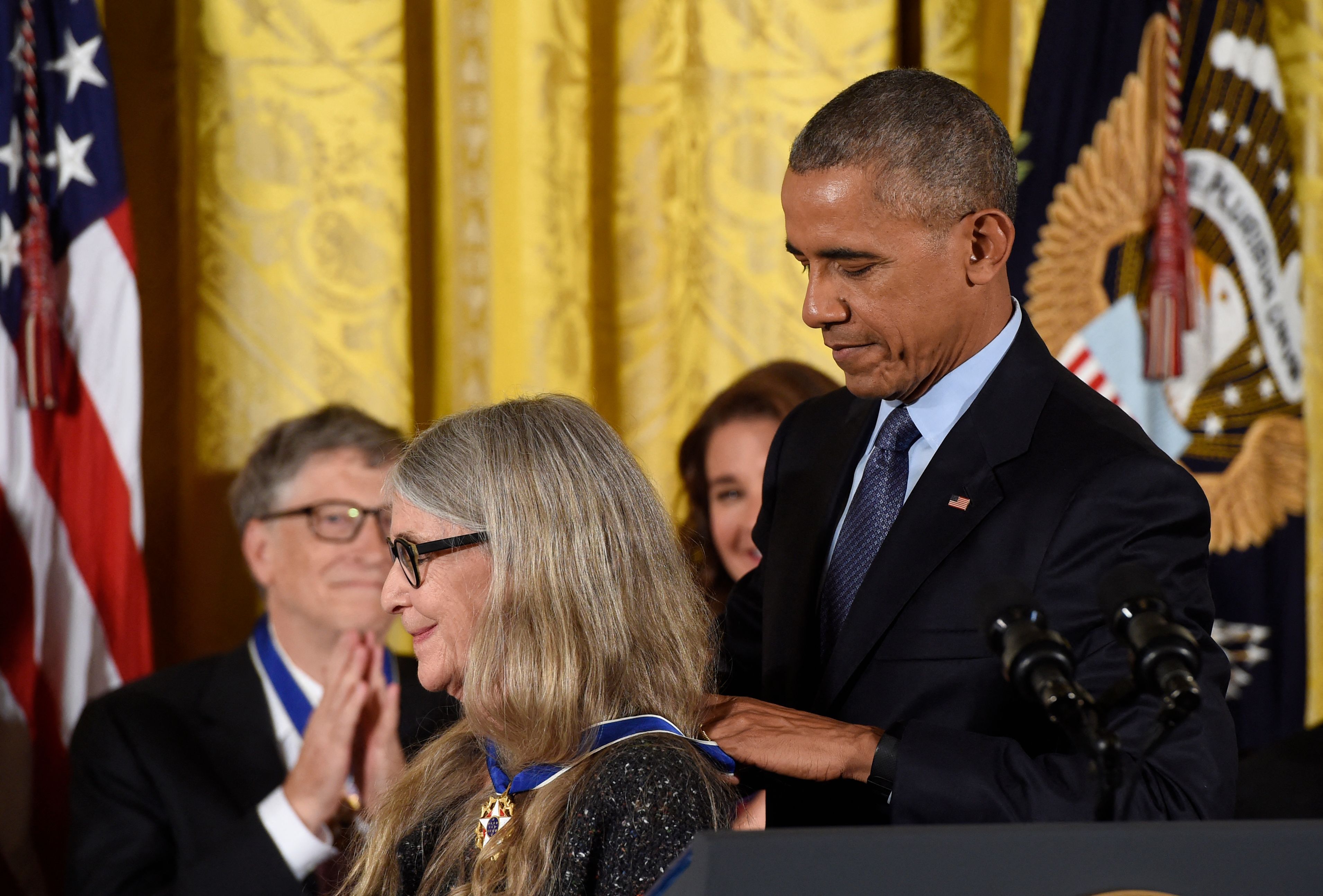 US then-President Barack Obama presents mathematician and computer scientist Margaret Hamilton with the Presidential Medal of Freedom, the nation's highest civilian honor, during a ceremony honoring 21 recipients, in the East Room of the White House in Washington, DC, November 22, 2016. (AFP) US then-President Barack Obama presents mathematician and computer scientist Margaret Hamilton with the Presidential Medal of Freedom, the nation's highest civilian honor, during a ceremony honoring 21 recipients, in the East Room of the White House in Washington, DC, November 22, 2016. (AFP)