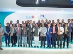 Chhattisgarh Chief Minister Vishnu Deo Sai poses for a group photo with business leaders from more than 15 global companies, including TCS, SMBC, Tolaram Group, Agrocorp, Indian Ocean Group, and Blue Aqua, during the CEO Roundtable in Singapore on Tuesday.