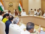 Chief Minister Devendra Fadnavis chairs a meeting with the central team that reviewed the drought situation in the state (ANI)
