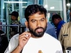 Cockroach Janta Party founder Abhijeet Dipke speaks to media at Dr. Babasaheb Ambedkar International Airport. (PTI)