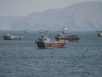 Vessels at the Strait of Hormuz, as seen from Musandam, Oman, October 2, 2026. 