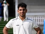 Madhav Kaushik poses fot HT after hitting his maiden century of the season at Rajgir on Sunday. (HT PHOTO)