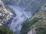 This photo is provided by the Nepal Army Budhi Gandaki river in north central Nepal is seen in spate, Sunday, Oct. 11, 2026. (Nepal Army via AP)(Nepal Army via AP)