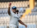 Tushar Deshpande celebrates after taking five wickets during a Ranji Trophy cricket match between Mumbai and Chandigarh. Tushar Deshpande celebrates after taking five wickets during a Ranji Trophy cricket match between Mumbai and Chandigarh.
