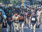 The cancellation of long-distance trains, curtailment of movement and internet services in several parts of Delhi, and deployment of 40,000 personnel who detained 7,000 people indicate that the use of power was disproportionate to the cause. Such actions dim the moral legitimacy of a liberal democracy such as India. (Sanchit Khanna/HT Photo)