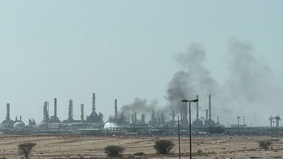 Smoke rises from a fire at the Aramco refinery south of Riyadh, Saudi Arabia, (REUTERS/Representational)