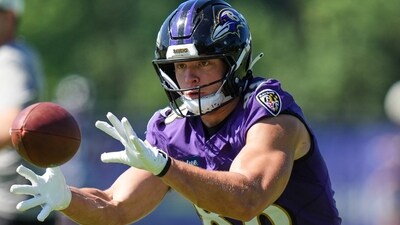 Ravens rookie Matt Hibner suffered a hand injury and is questionable to return. (AP Photo/Stephanie Scarbrough) (AP Photo/Stephanie Scarbrough) Ravens rookie Matt Hibner suffered a hand injury and is questionable to return. (AP Photo/Stephanie Scarbrough) (AP Photo/Stephanie Scarbrough)