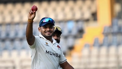 Tushar Deshpande celebrates after taking five wickets during a Ranji Trophy cricket match between Mumbai and Chandigarh. (PTI) Tushar Deshpande celebrates after taking five wickets during a Ranji Trophy cricket match between Mumbai and Chandigarh. (PTI)