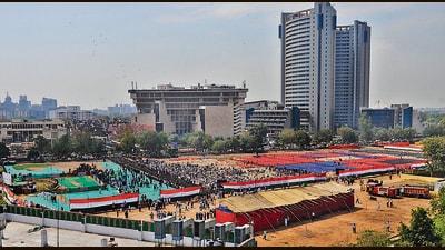 Ramlila Maidan has a history of hosting public agitations, such as this one in 2014. (HT Archive)