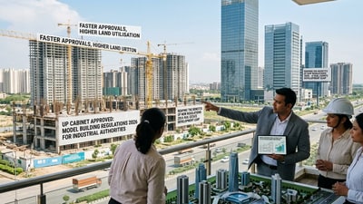 The Uttar Pradesh cabinet has approved the Model Building Regulations, 2026, for industrial development authorities, a move expected to reshape real estate development in Noida, Greater Noida and the Yamuna Expressway region. (Photo for representational purposes only) (Gemini-generated image) The Uttar Pradesh cabinet has approved the Model Building Regulations, 2026, for industrial development authorities, a move expected to reshape real estate development in Noida, Greater Noida and the Yamuna Expressway region. (Photo for representational purposes only) (Gemini-generated image)