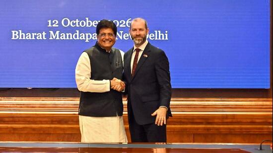 New Delhi, Oct 12 (ANI): Union Minister of Commerce and Industry Piyush Goyal and UK Secretary of State for Business, Innovation, Science and Trade, Jonathan Reynolds, co-chair the 16th meeting of the India-UK Joint Economic and Trade Committee (JETCO), in New Delhi on Monday. (@PiyushGoyal X/ANI Photo) (@PiyushGoyal X)