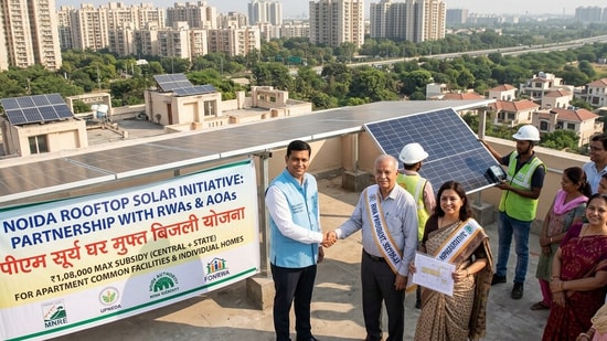 Noida ropes in RWAs, AOAs to push rooftop solar scheme in housing societies  (Photo for representational purposes only) (Gemini-generated photo)