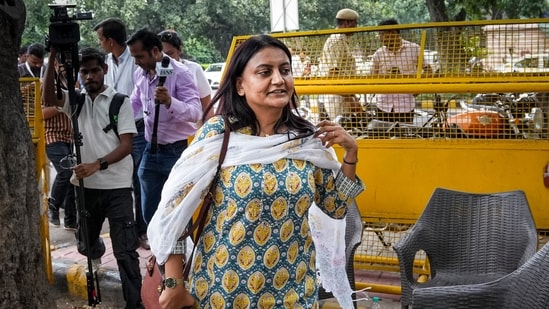 Cockroach Janta Party (CJP) legal head Ratna Singh arrives for a press conference, in New Delhi