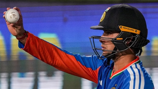 India's Abhishek Sharma during the third T20I cricket match of a series between India and West Indies, in Indore, Madhya Pradesh, Sunday,
