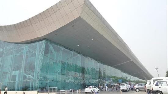 The Sri Guru Ram Das Jee International Airport in Amritsar, located just 25km from the India-Pakistan border, has heightened security concerns as border units routinely intercept cross-border rogue drones delivering narcotics and contraband into Punjab. (HT file photo)
