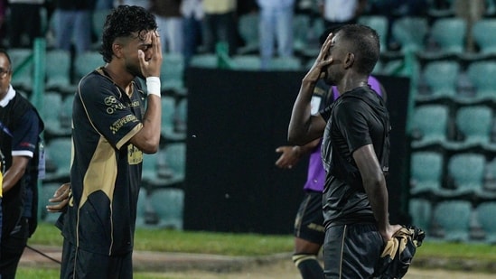 Jithin M.S celebration after scoring the winner for NorthEast United FC against Mohun Bagan