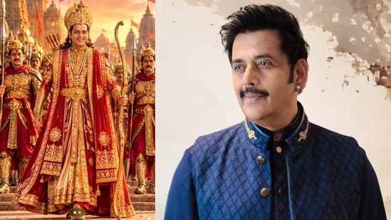 Actor Ravi Kishan and his AI image in role of Shri Ram that he will perform at Ayodhya Ki Ram Leela in New Delhi on October 19 and 20