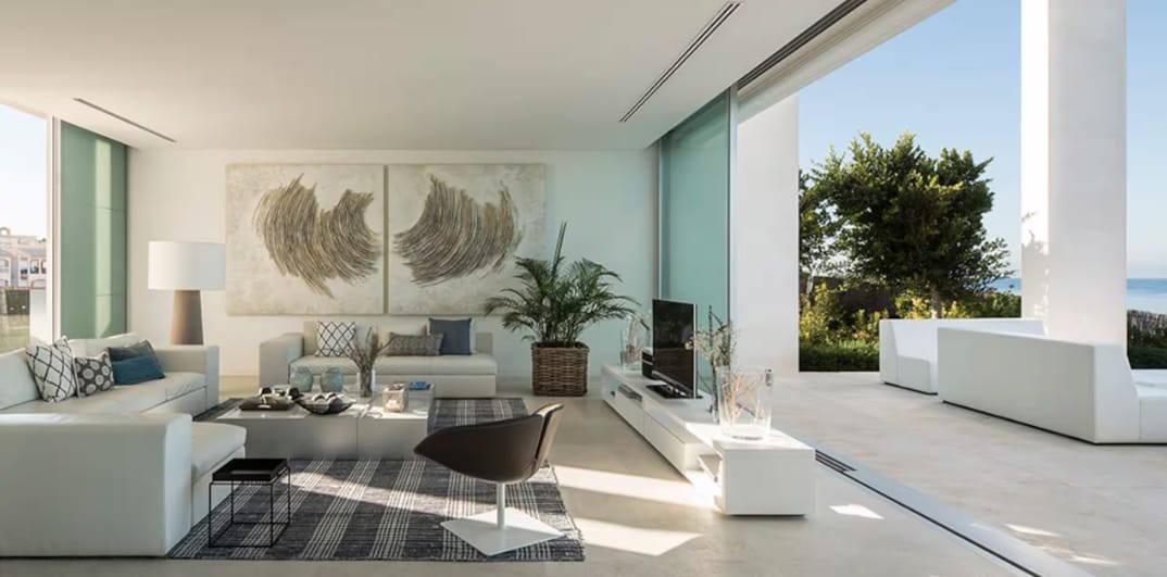 The villa’s interiors blend understated luxury with the relaxed charm of Mediterranean living. (www.airbnb.co.in)